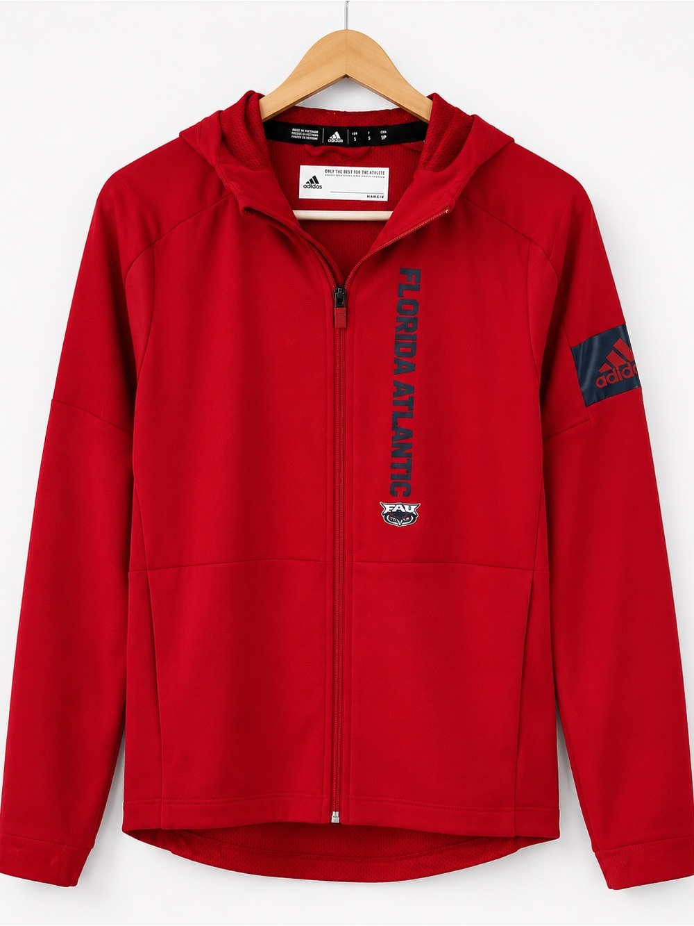 Adidas Florida Atlantic University FAU Owls Red Full-Zip Hoodie Small